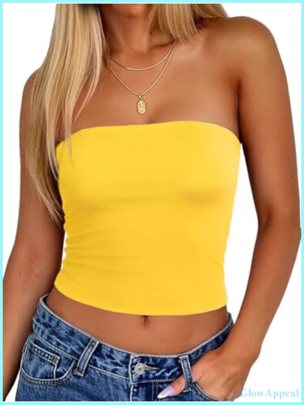 Women's Strapless Tube Top Sleeveless Crop Top Bandeau Summer Y2K